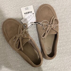 Zara Beige Suede Lace-Up Loafers